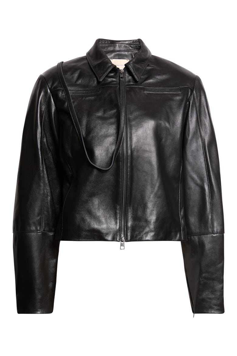 Banui Fitted Leather Jacket, Alternate, color, 999 - BLACK