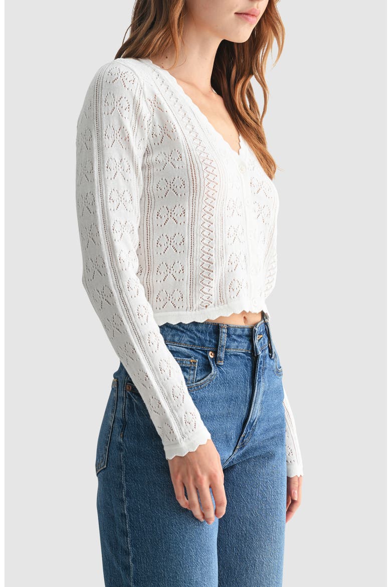 Pointelle Button-Up Cardigan, Alternate, color, IVORY