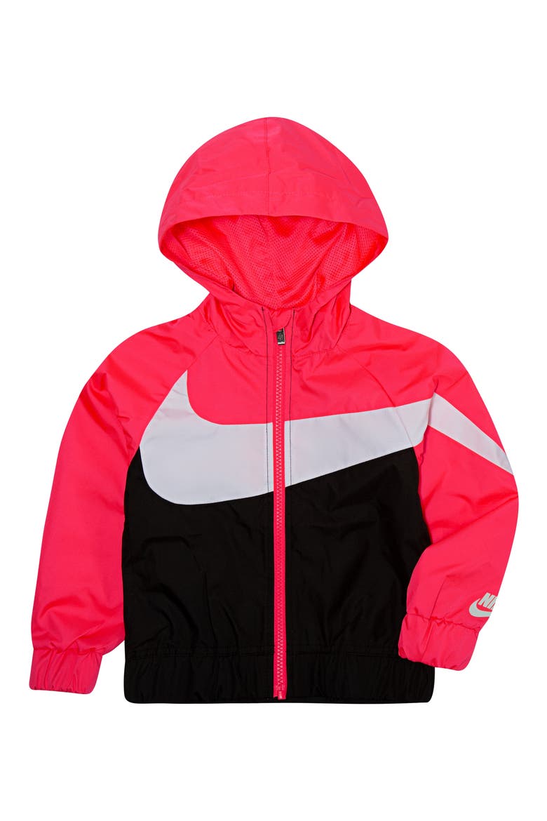 Swoosh Windrunner Water Resistant Hooded Jacket, Main, color, RACER PINK