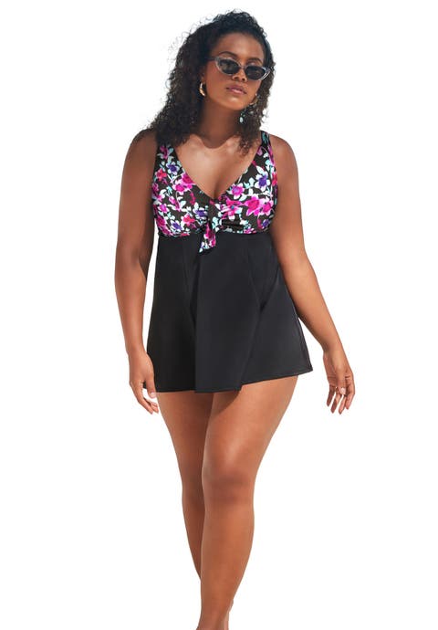 Tie Front V-Neck Swimdress