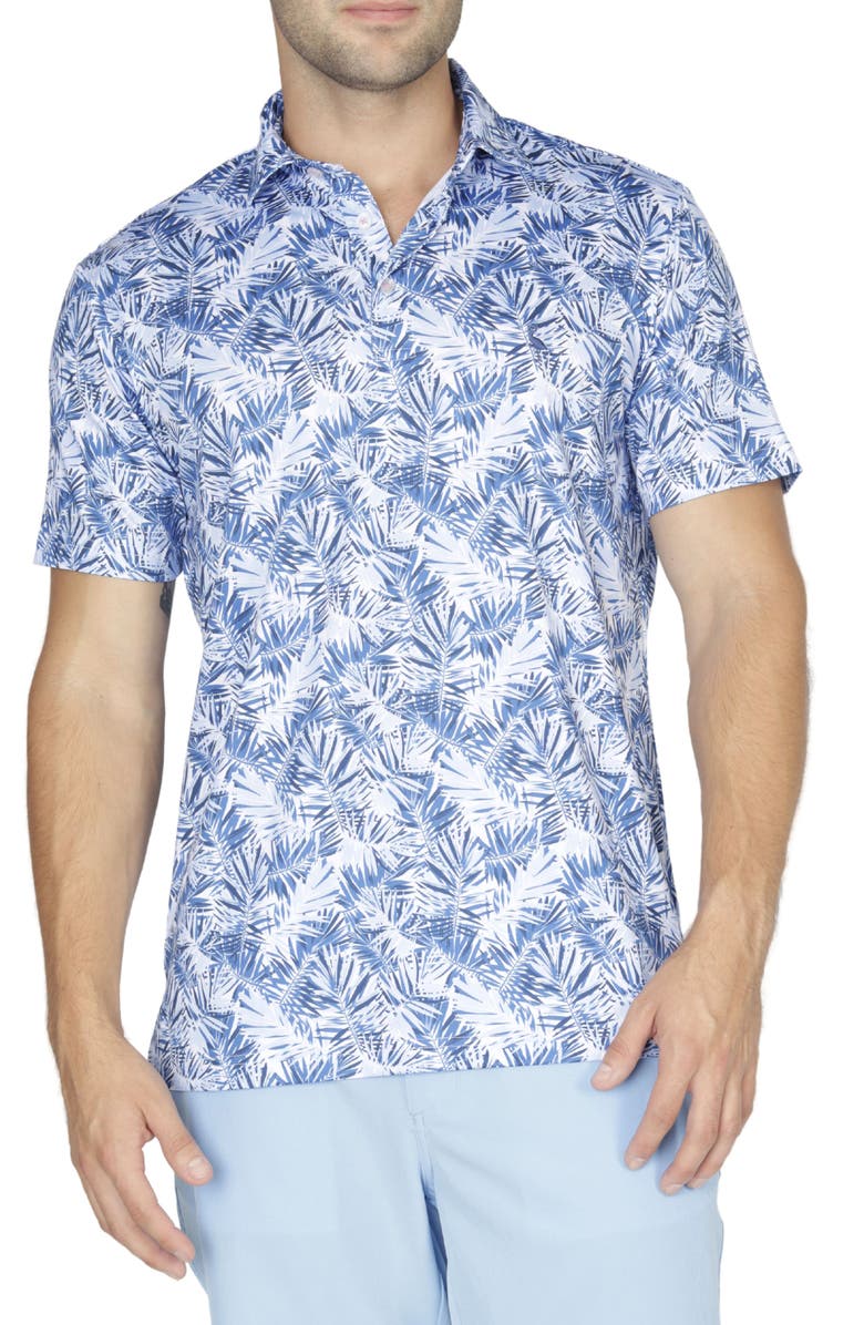 TailorByrd Cobalt Blue Leaves Performance Polo, Main, color,