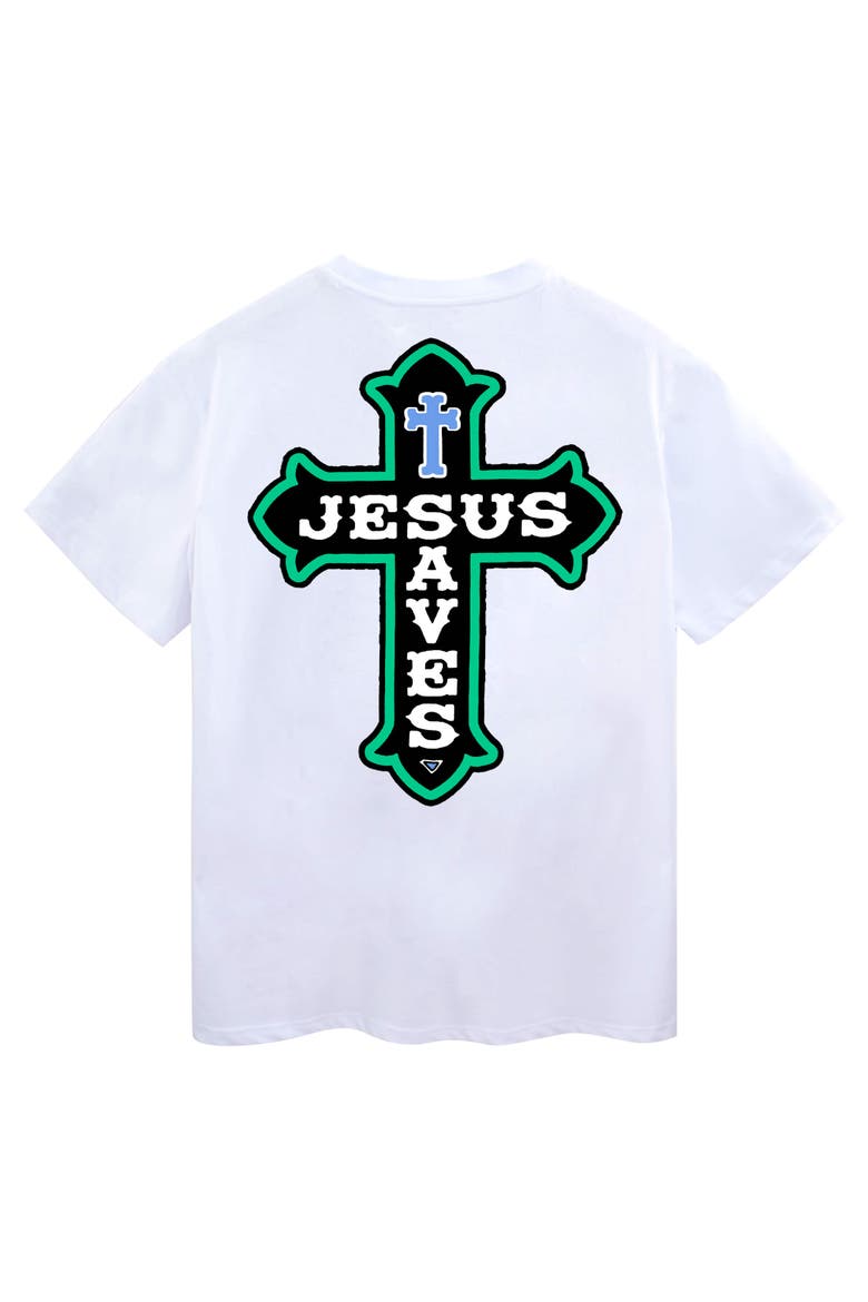 Jesus Sin Death Tee, Alternate, color, White