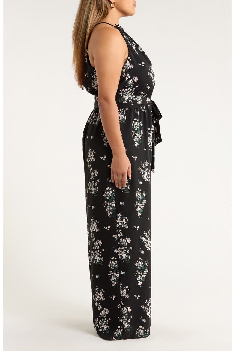 Magnol Floral Print Sleeveless Jumpsuit, Alternate, color, BLACK-PINK
