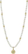 Anzie Bohème Baroque Seed Pearl Evil Eye Pendant Necklace