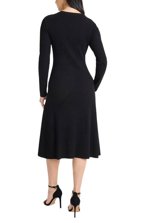 Maggy London Long Sleeve Sweater Dress In Black