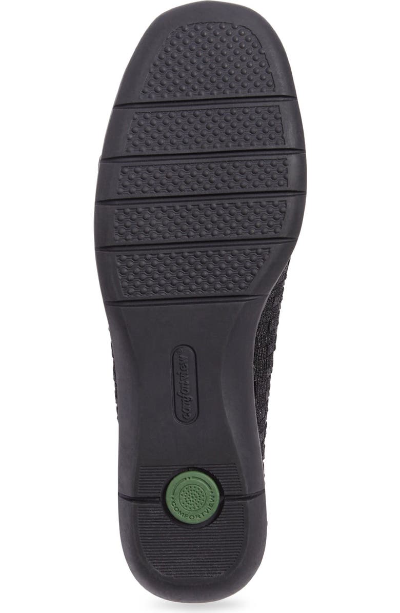 Comfortview The Bethany Stretch Woven Slip On Flat, Alternate, color, Black Metallic