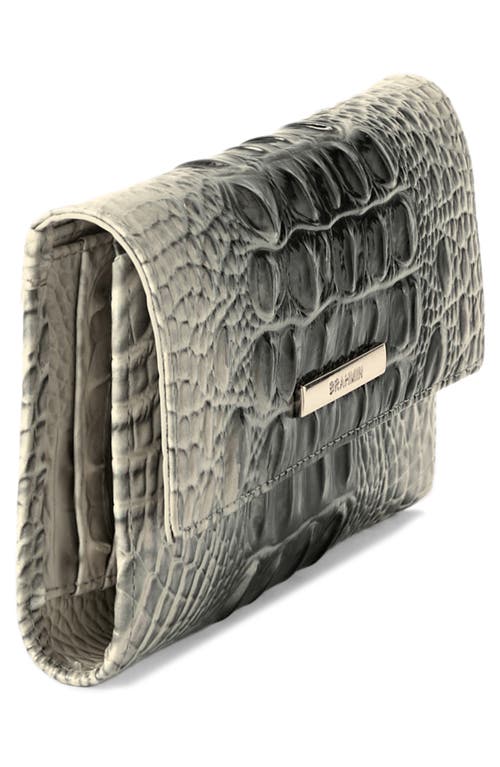 Brahmin Cordelia Croc Embossed Leather Trifold Wallet In Gray