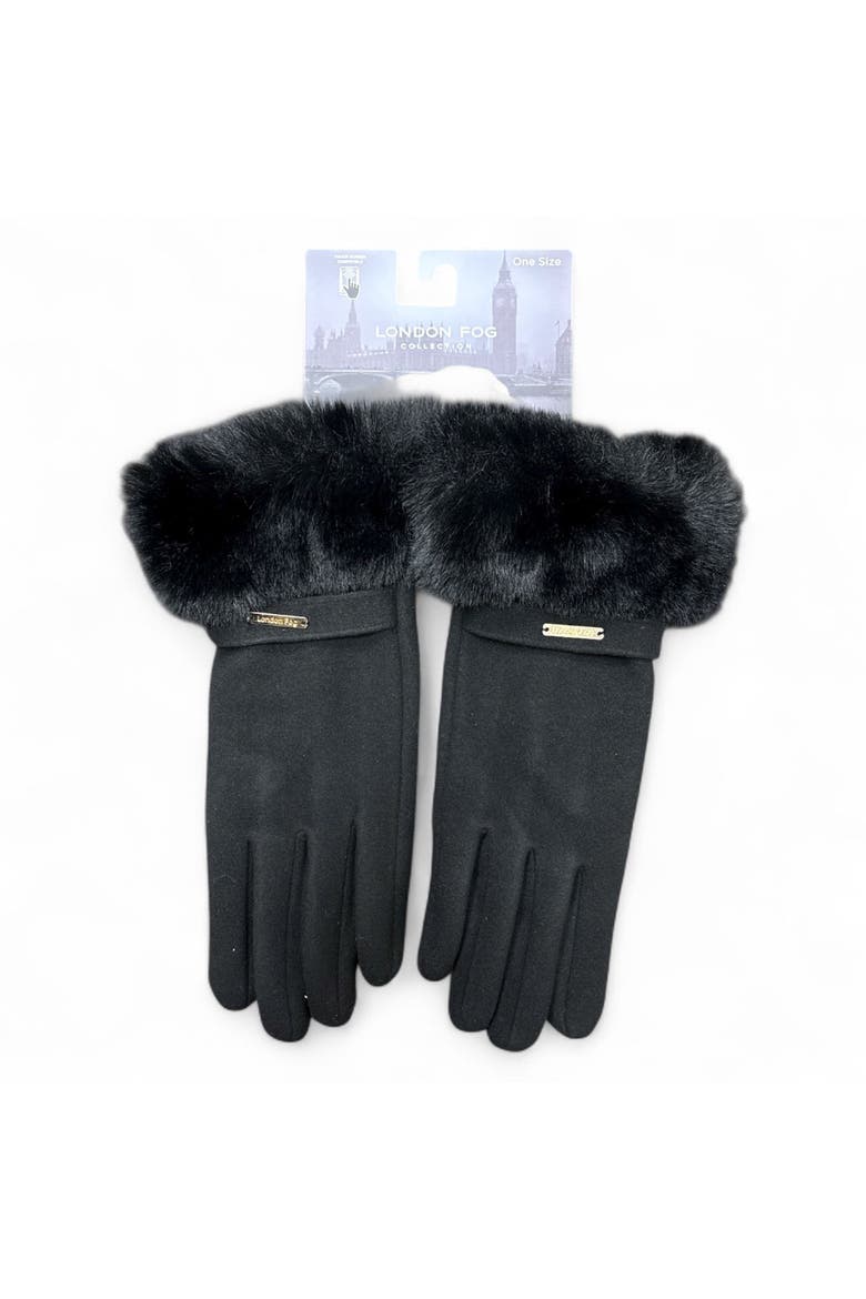 Women's Touchscreen Gloves wih Faux Fur Cuff, Alternate, color, Black