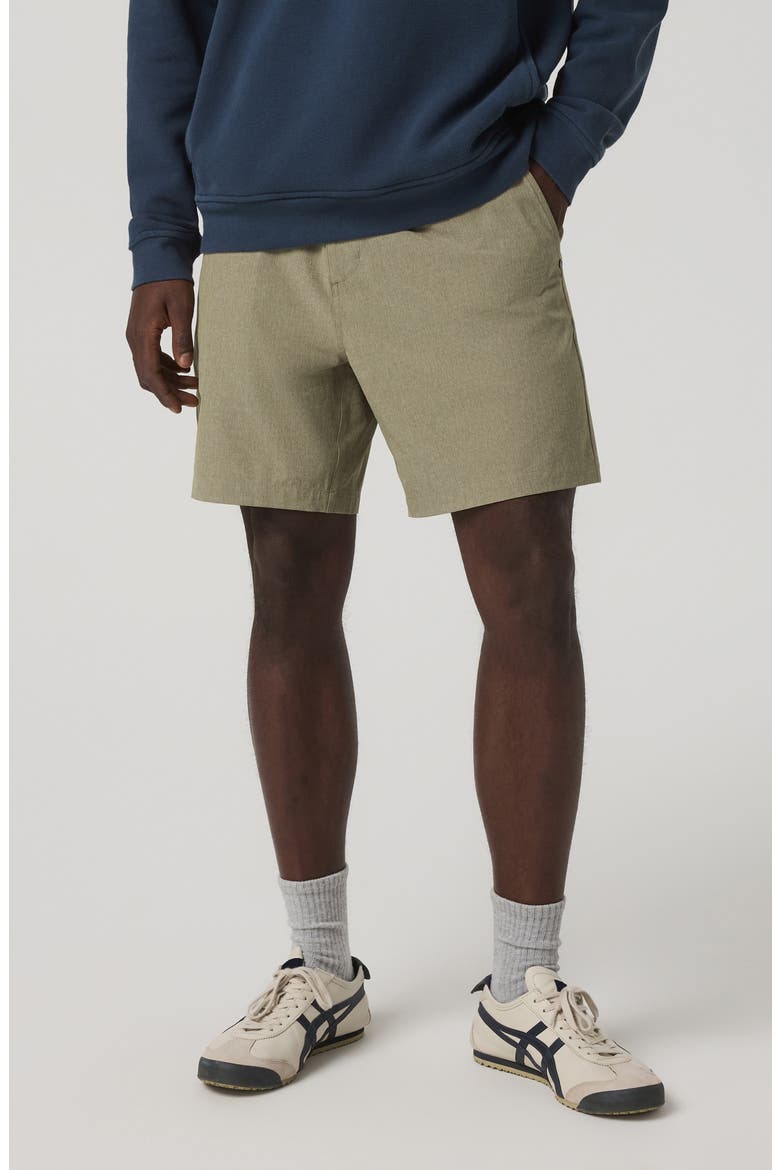Aim Elastic Waist Woven Shorts, Main, color, ARTICHOKE LINEN TEXTURE