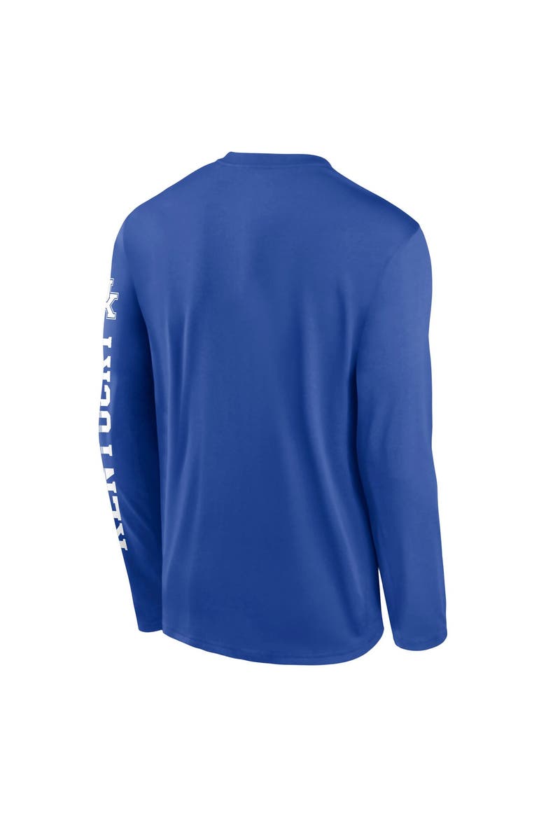 Men's Nike  Royal Kentucky Wildcats Primetime Logo Sleeve Legend Dri-FIT Long Sleeve T-Shirt, Alternate, color, Royal