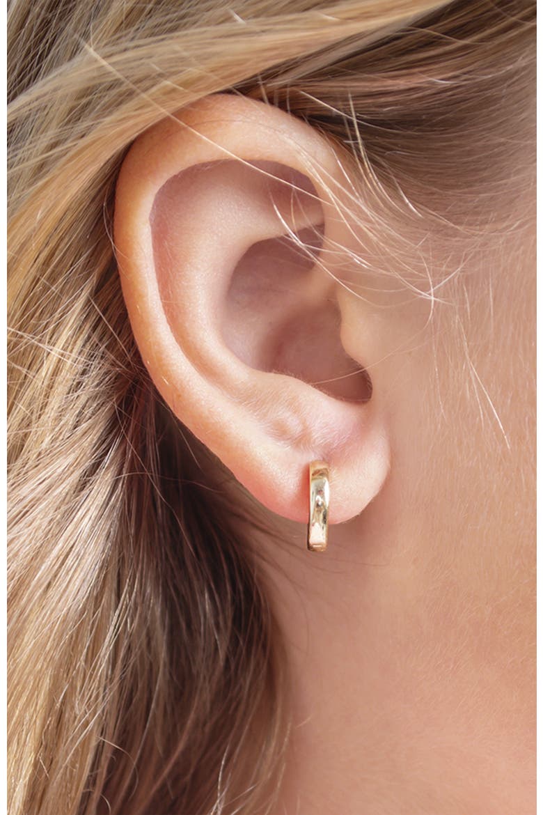 Rounded Classic Gold Plated Huggie Hoops, Alternate, color, Gold