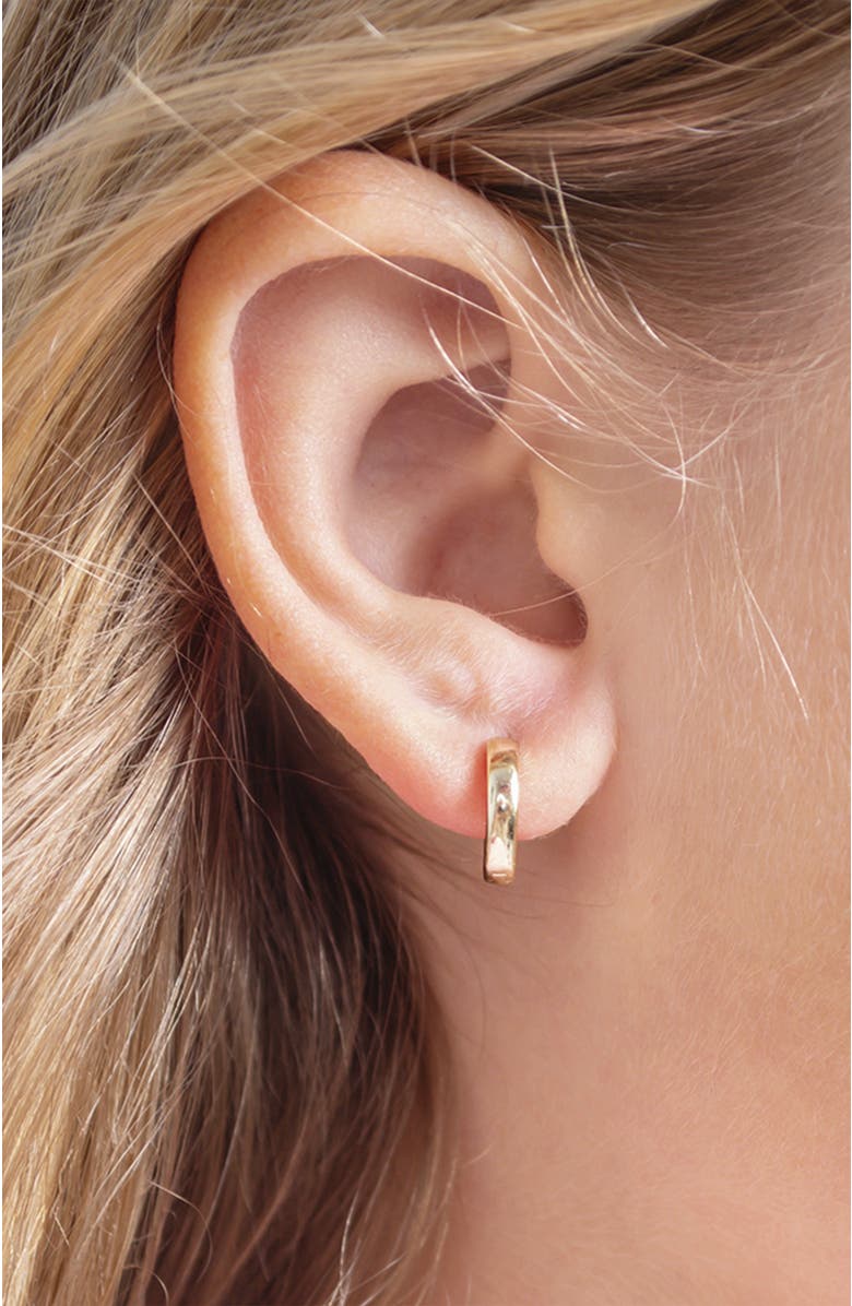 In Season Jewelry Rounded Classic Gold Plated Huggie Hoops, Alternate, color, Gold