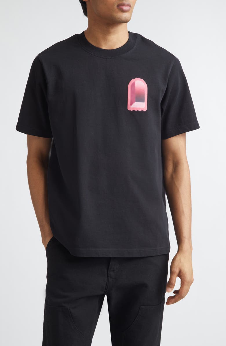 Casablanca Arches Classic Organic Cotton Graphic T-Shirt, Main, color, Black Jersey