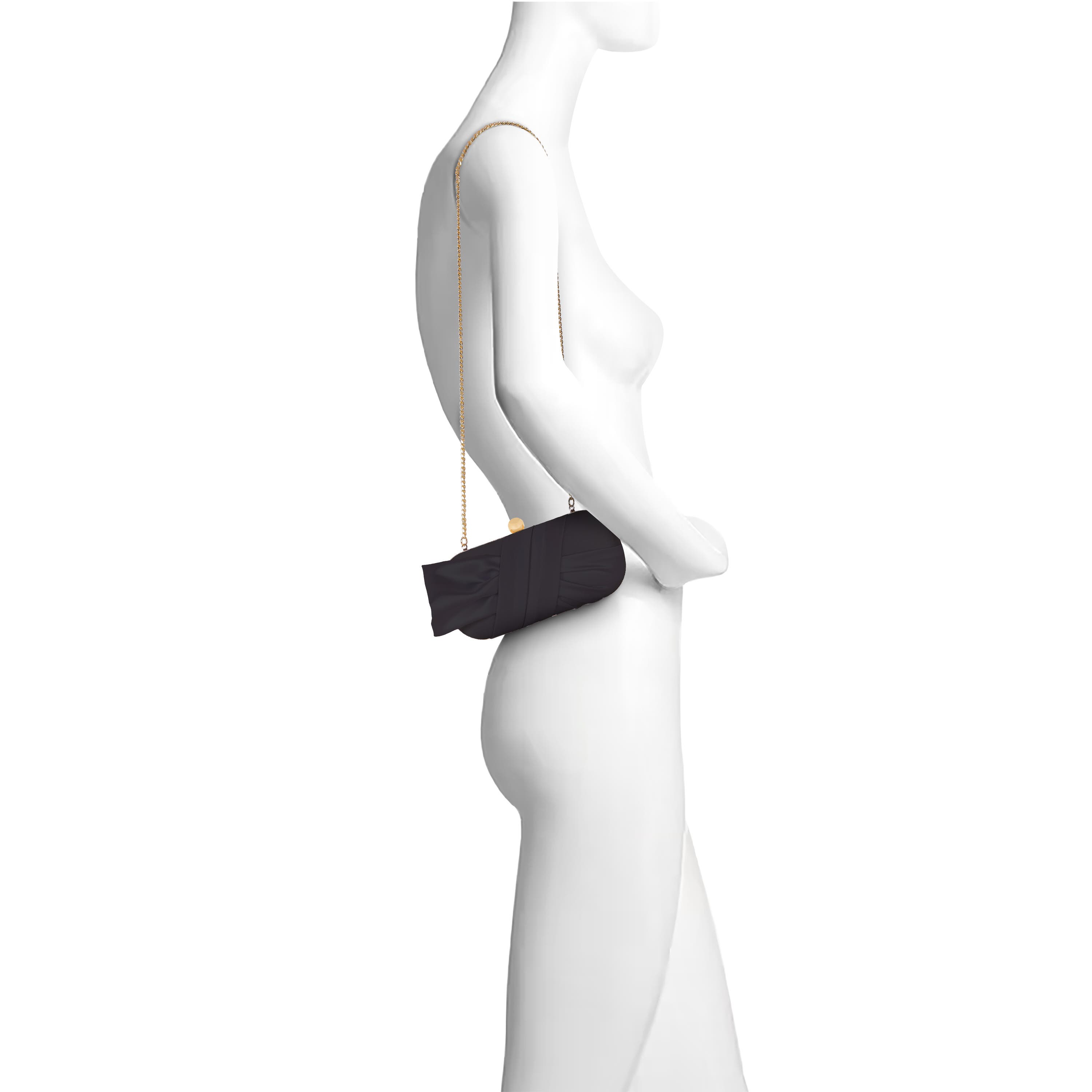 Margo Satin Tie Minaudiere, Alternate, color, Black