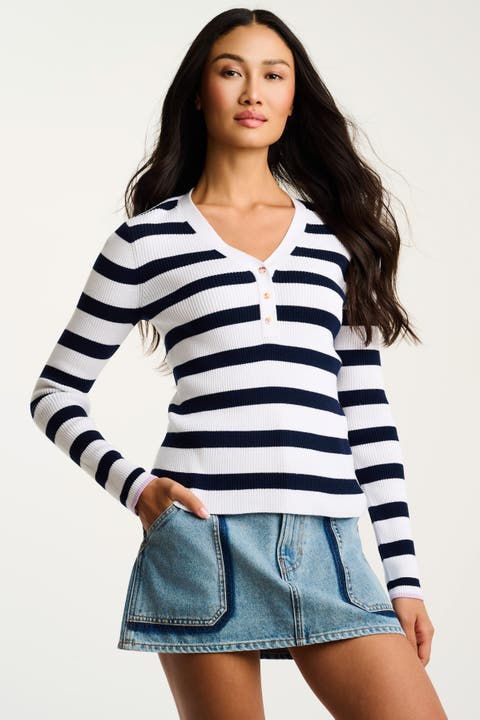 Lucky Stripe Cotton Henley
