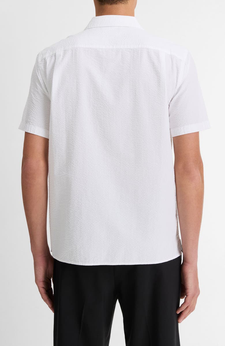 Vince Classic Fit Stripe Seersucker Camp Shirt, Alternate, color, Blanco