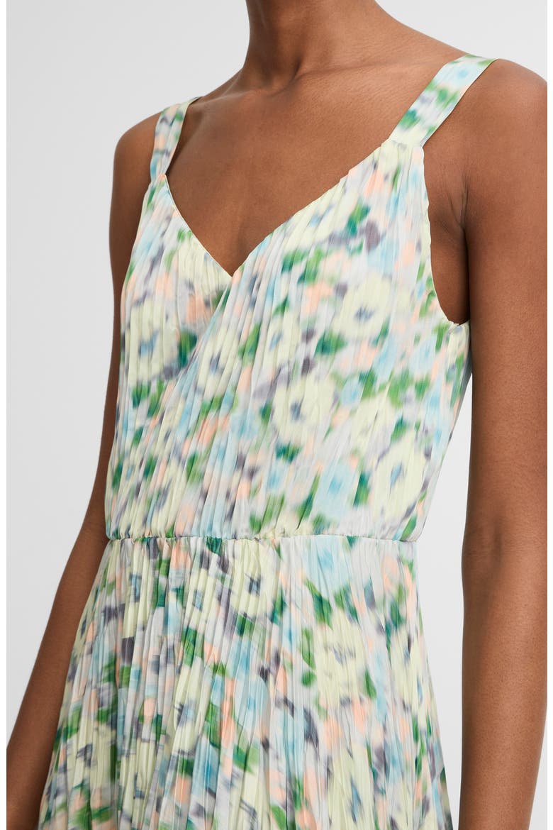 Painted Garden V-Neck Pleated Dress, Alternate, color, HERB PETAL