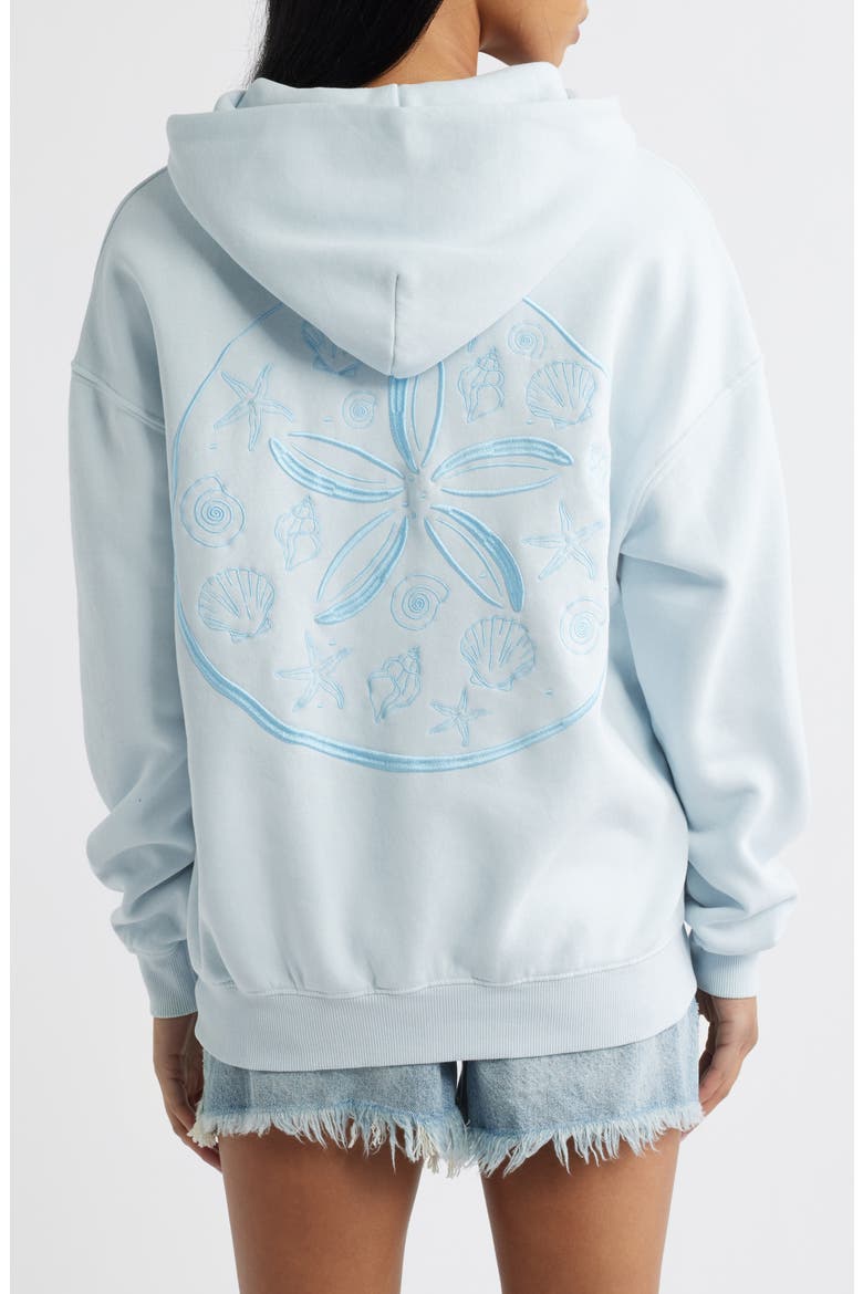 Embroidered Seashell Cotton Blend Hoodie, Alternate, color, LIGHT BLUE
