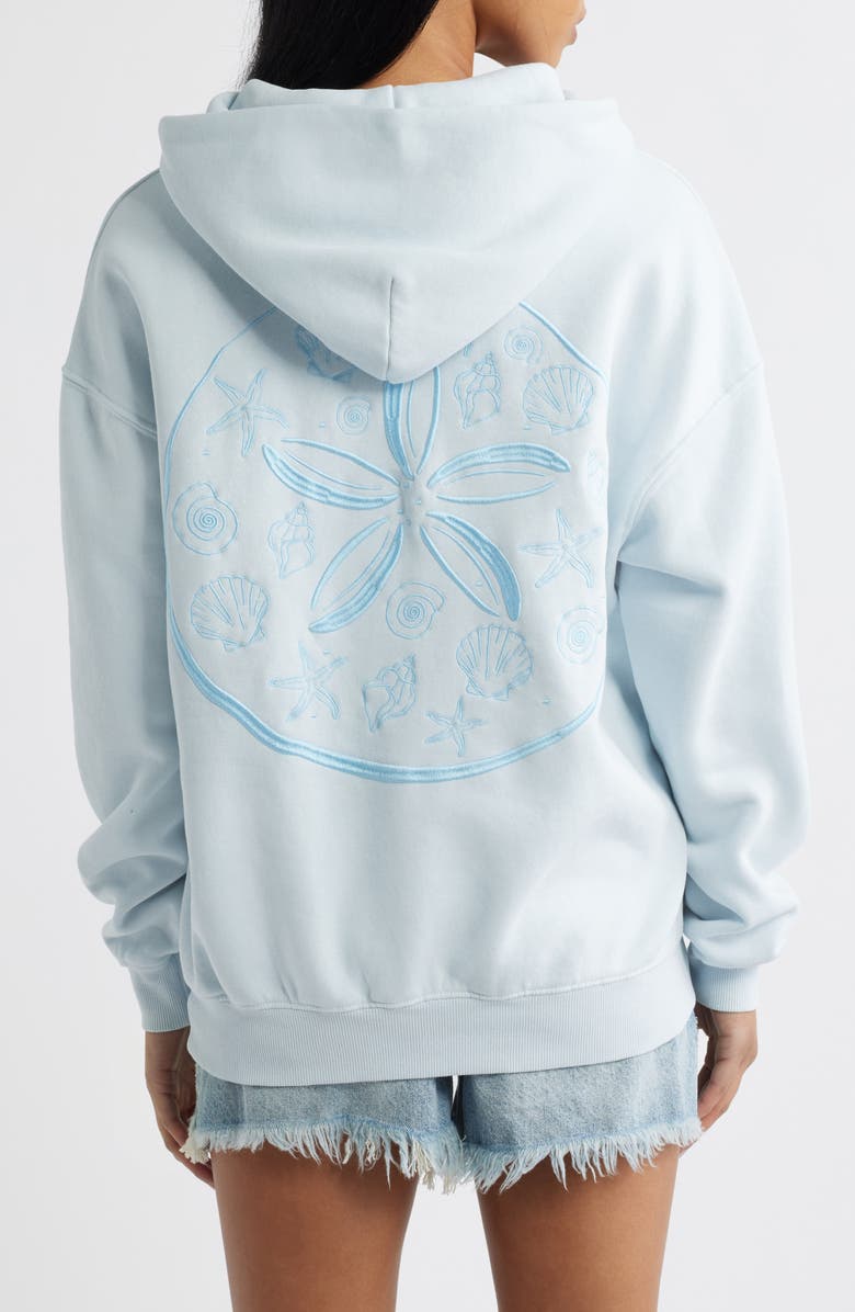 PacSun Embroidered Seashell Cotton Blend Hoodie, Alternate, color, Light Blue