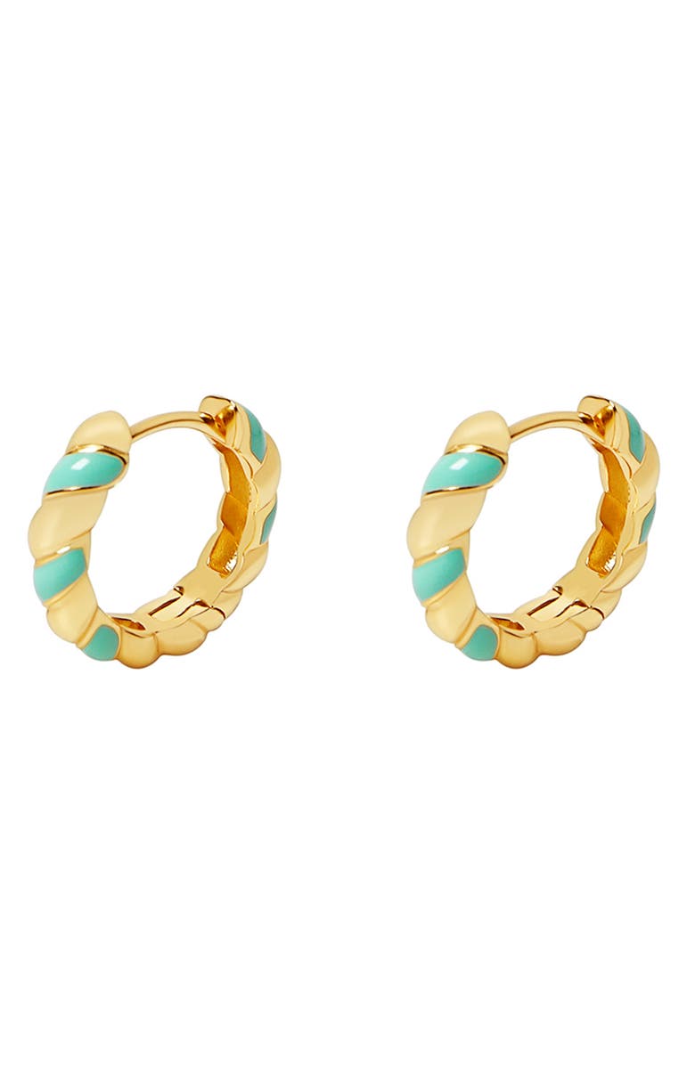 ARGENTO VIVO Mint Enamel Twisted Huggie Hoop Earrings, Main, color, Gold