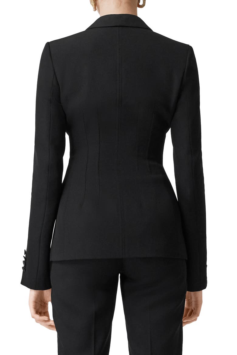 Otelia Satin Trim Wool Tuxedo Jacket, Alternate, color, BLACK