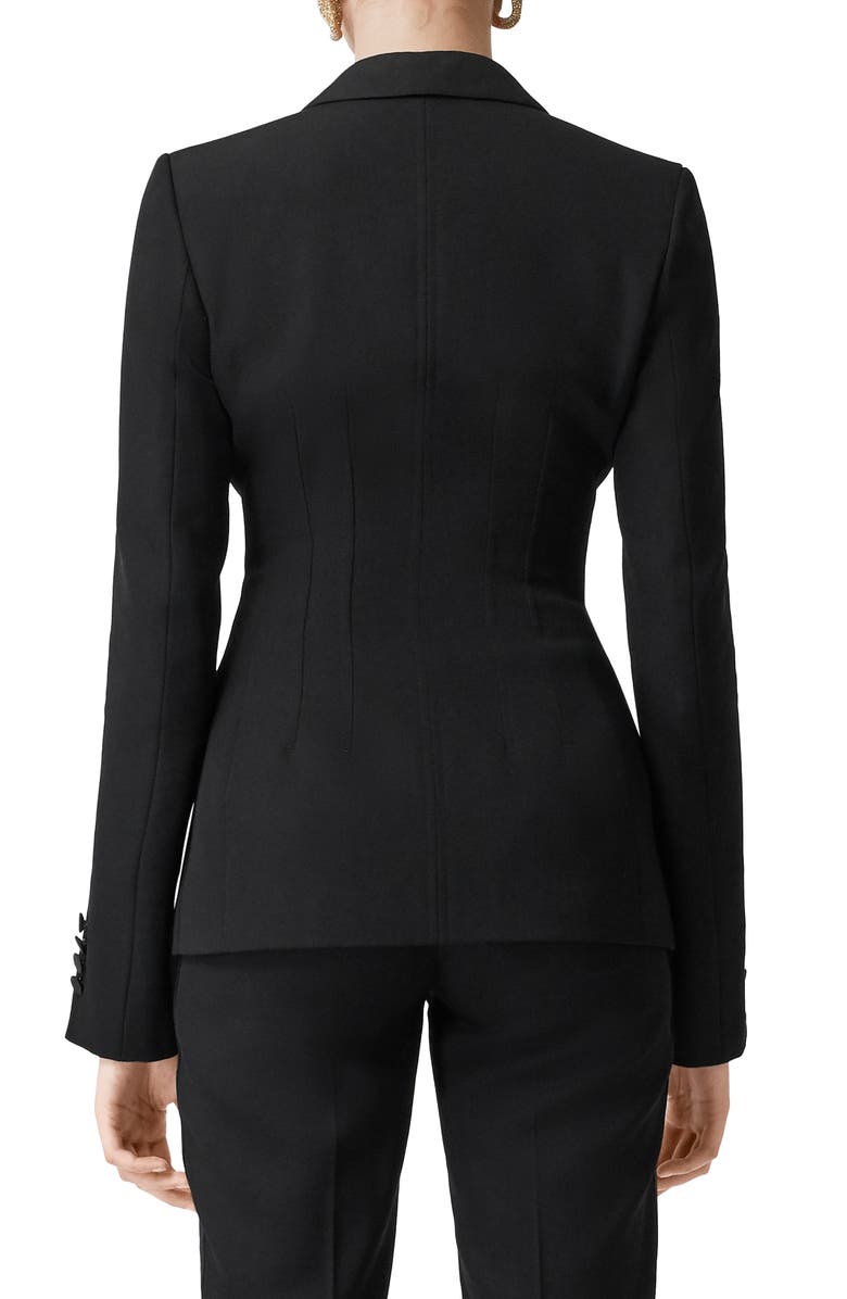 Burberry Otelia Satin Trim Wool Tuxedo Jacket, Alternate, color, 