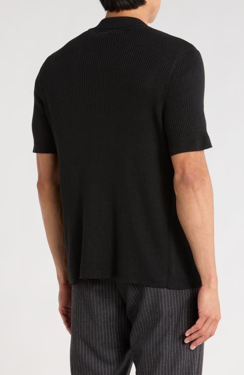 Abound Short Sleeve Button-up Sweater In Black