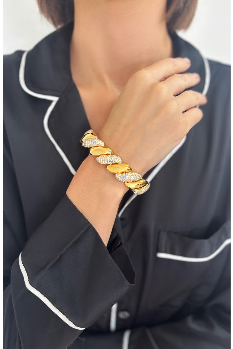 Pavé Twist Bracelet, Alternate, color, GOLD