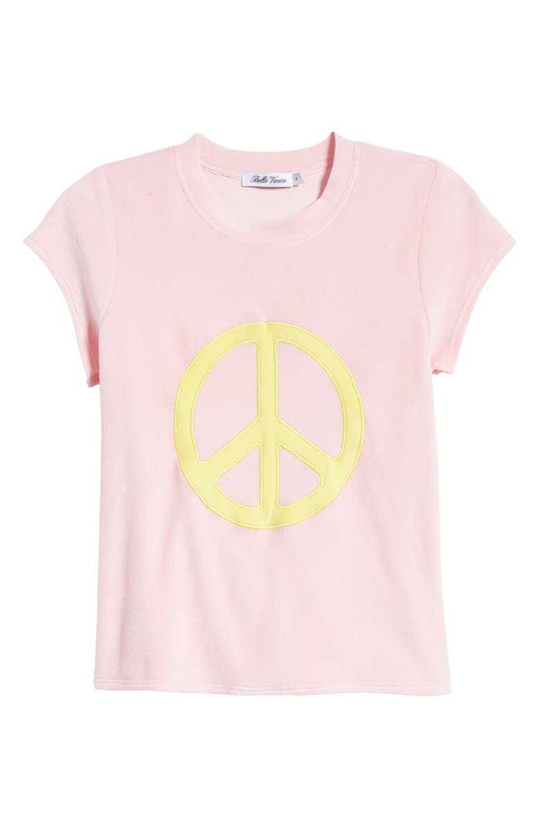 Bella Venice Peace Graphic Velour Crop T-Shirt, Alternate, color, Pink