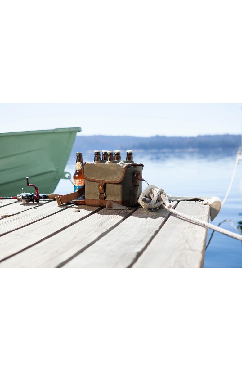 Picnic Time Beer Caddy Cooler Tote with Opener, Alternate, color, Khaki