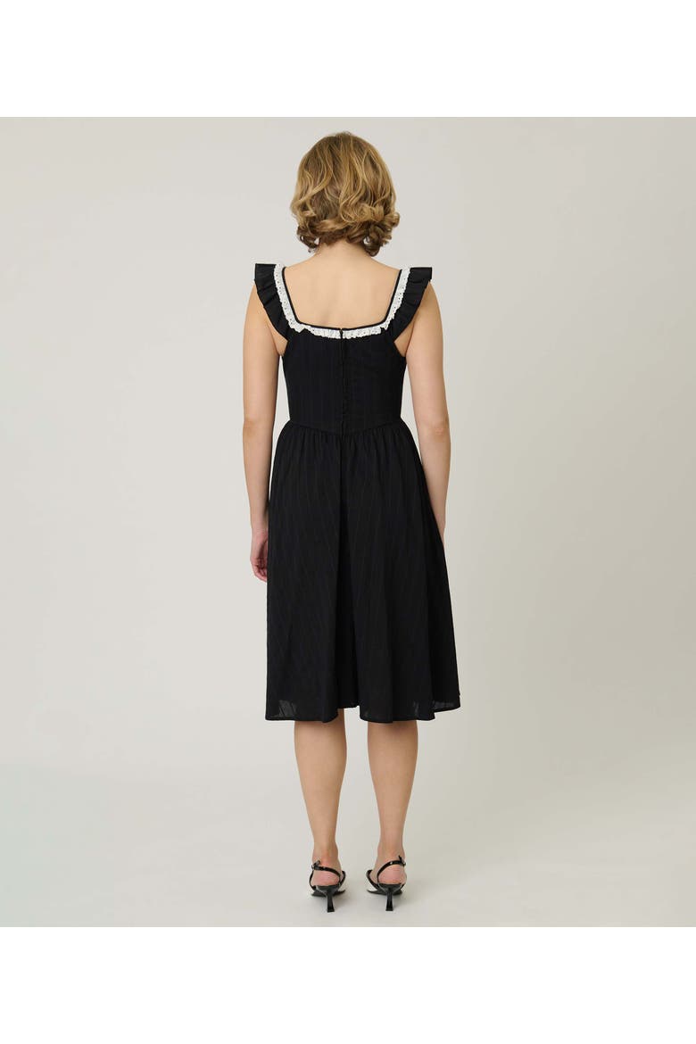 Sweetheart Flutter Sleeve Swing Dress, Alternate, color, Black Solid
