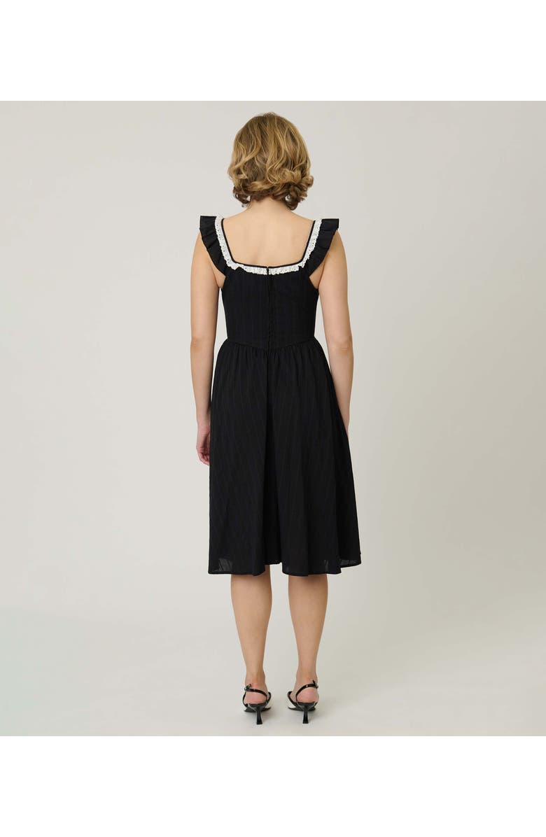 Unique Vintage Sweetheart Flutter Sleeve Swing Dress, Alternate, color, Black Solid