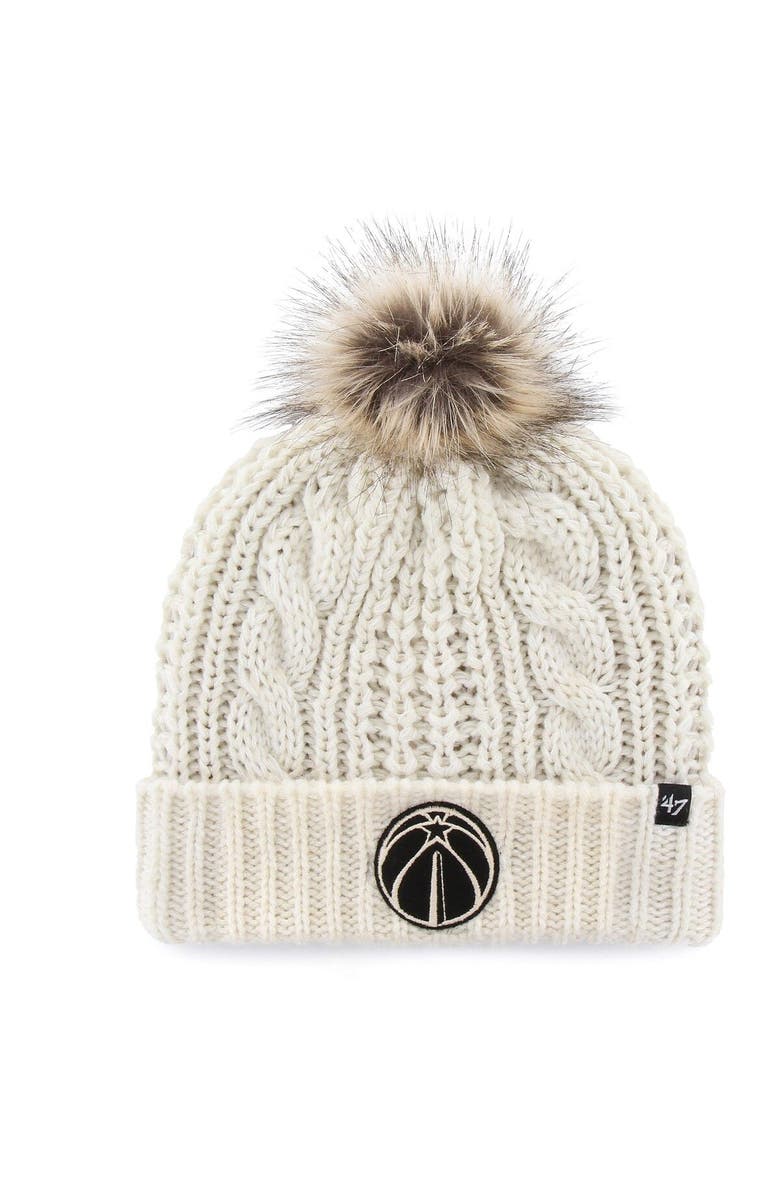 '47 Women's '47 White Washington Wizards Meeko Cuffed Knit Hat with Pom, Main, color,