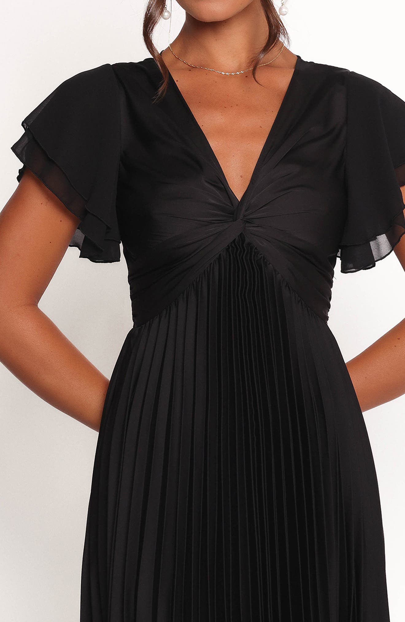 nova flutter sleeve midi dress navy Nova Flutter Sleeve Midi Dress - Navy