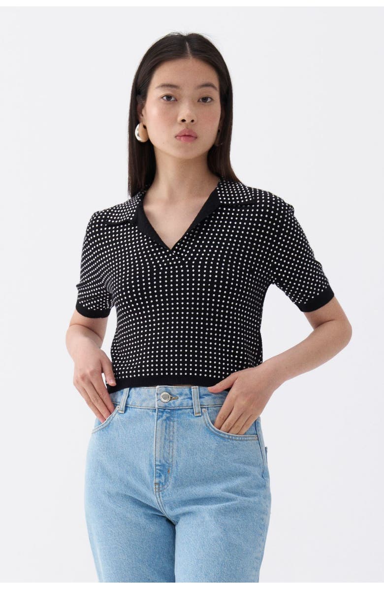 Nocturne Rhinestone Embroidered Knitwear Top, Main, color,