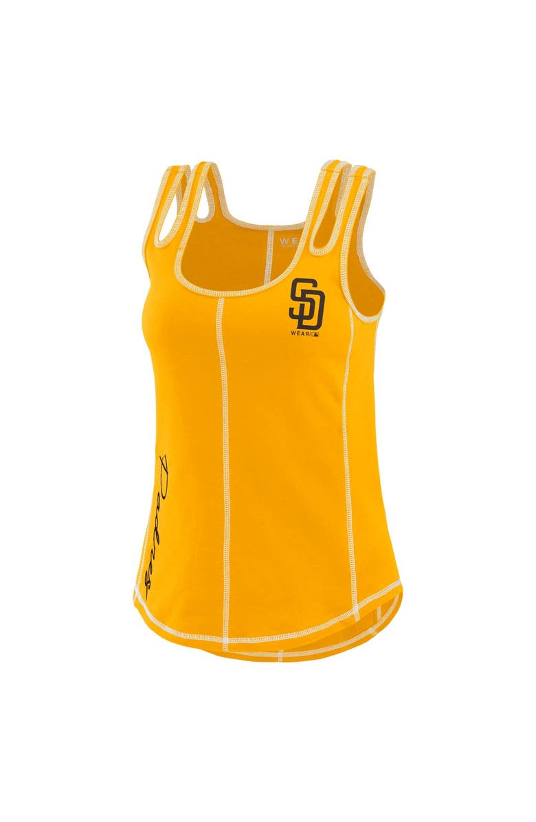 WEAR by Erin Andrews Women's WEAR by Erin Andrews Gold San Diego Padres Contrast Stitch Tank Top, Alternate, color, 