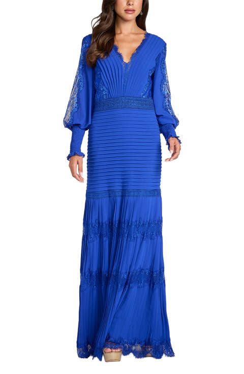 Pintuck Detail Long Sleeve Gown
