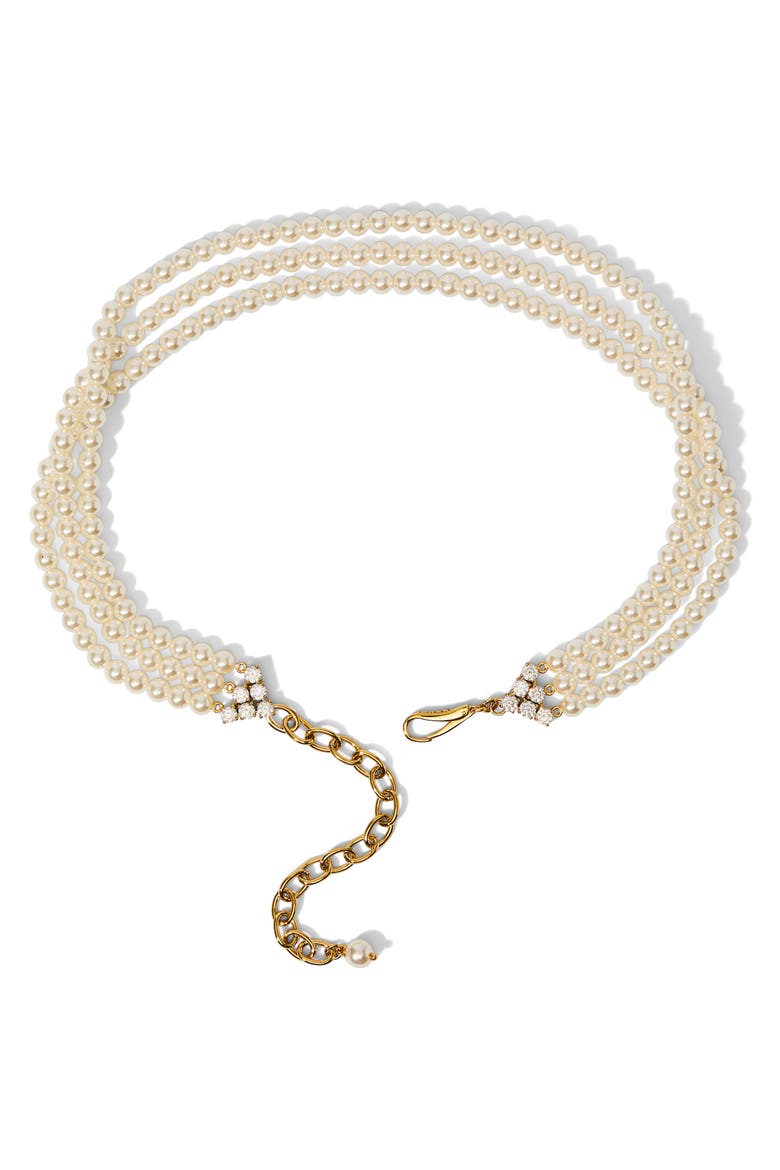 Madrid Faux Pearl Choker Necklace, Main, color, GOLD