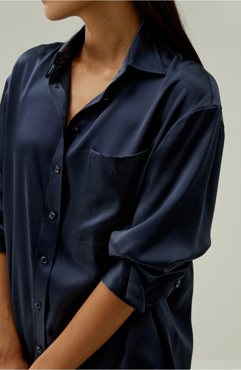 Lilysilk Casual Spread Collar Silk Shirt, Alternate, color, Navy Blue