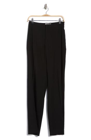 Frame High Waist Linen Blend Wide Leg Trousers In Black