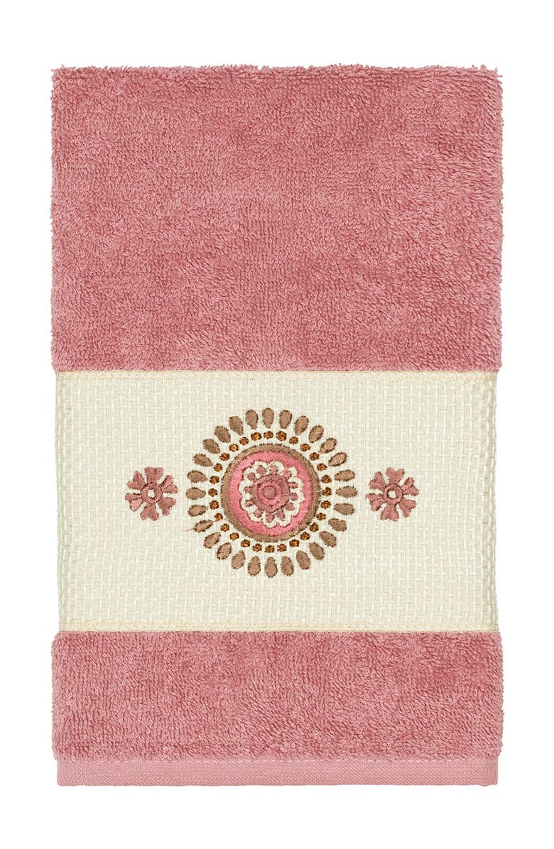 Linum Home Textiles Isabelle 3-Piece Embellished Towel Set - Tea Rose, Alternate, color, Tea Rose