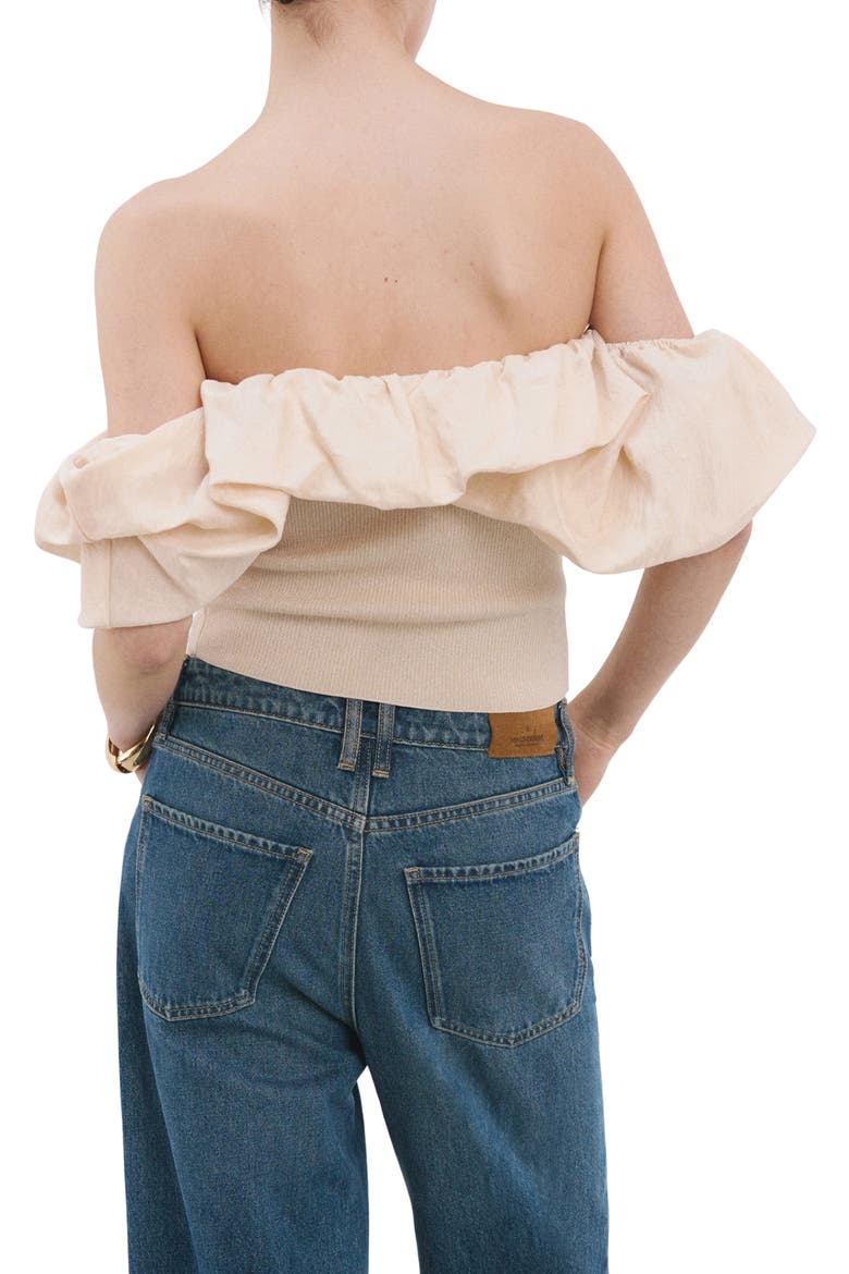 Bubble Off the Shoulder Knit Top, Alternate, color, ECRU