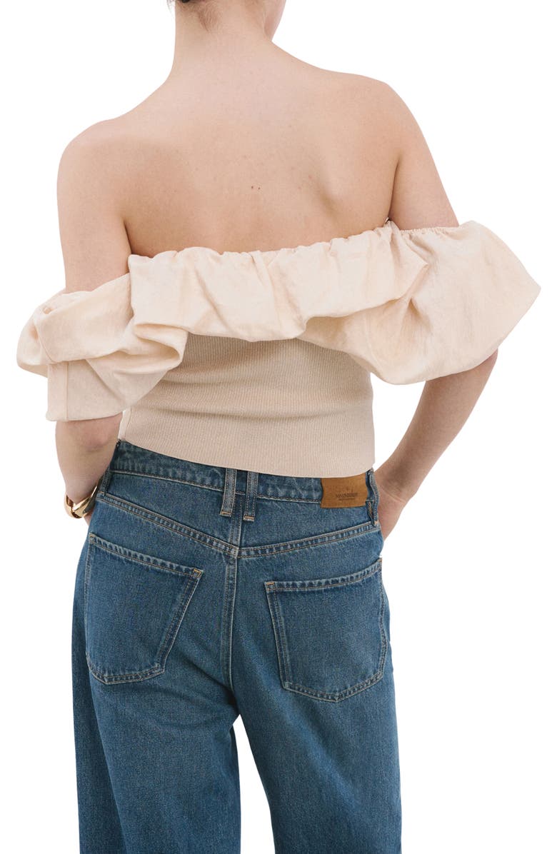 MANGO Bubble Off the Shoulder Knit Top, Alternate, color,