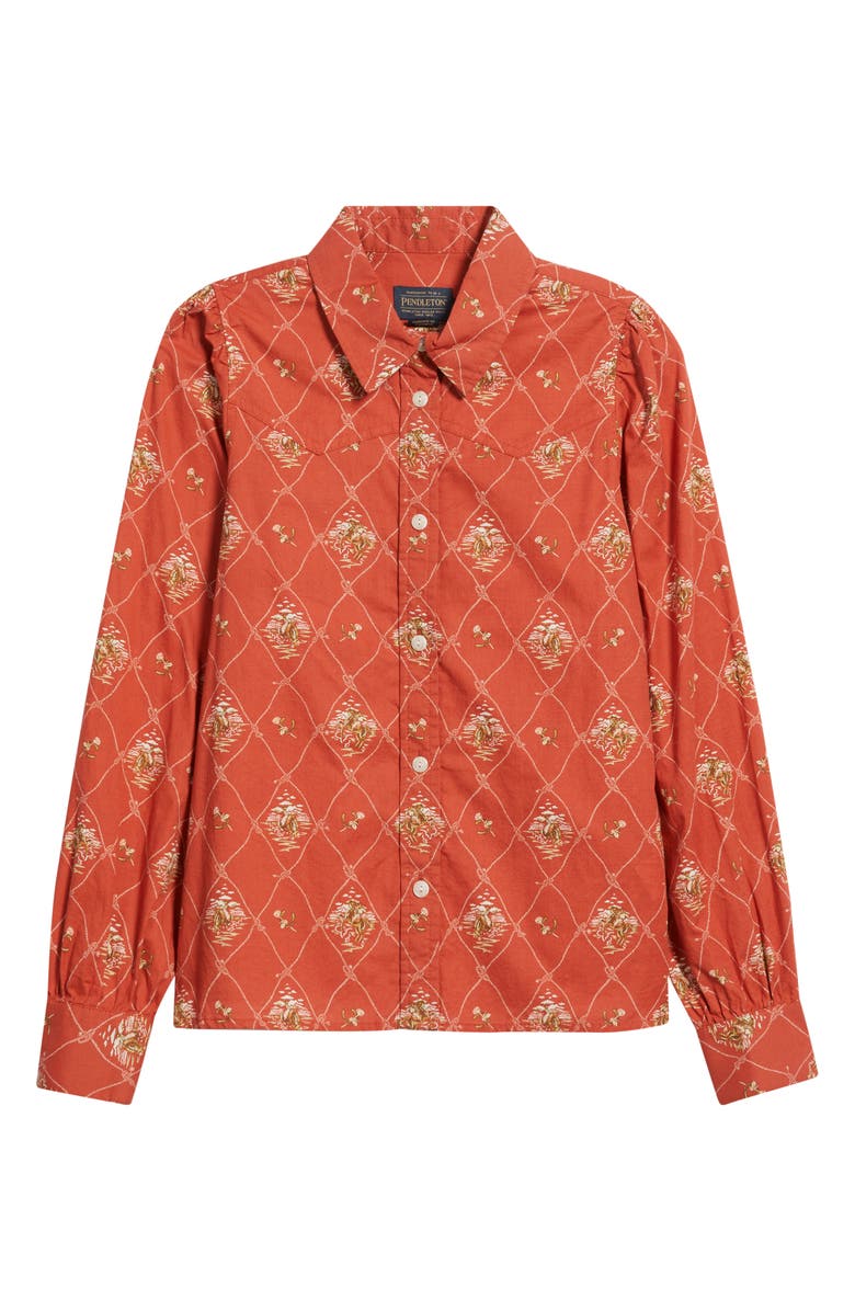 Pendleton Winona Puff Sleeve Western Shirt, Main, color, Adobe Lattice
