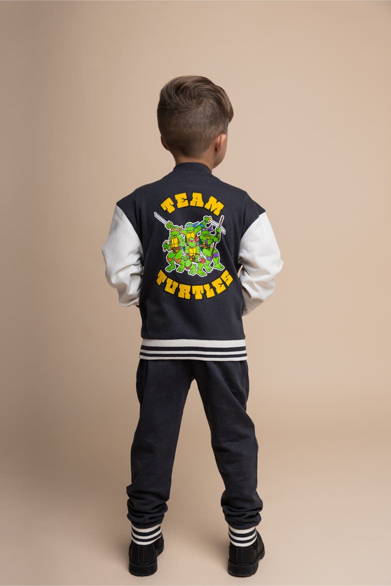 Fleece Varsity Jacket and Pants Set, Alternate, color, TMNT Charcoal Cream