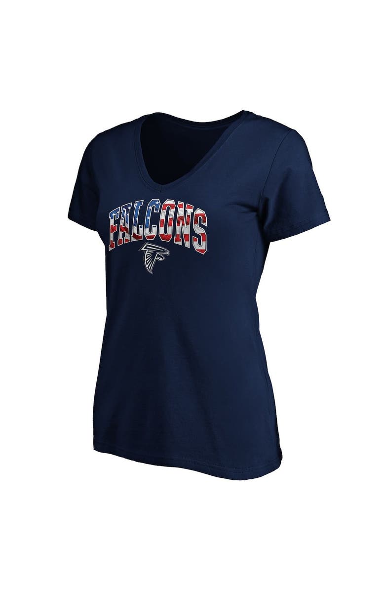 FANATICS Women's Fanatics Branded Navy Atlanta Falcons Logo Banner Wave V-Neck T-Shirt, Main, color,
