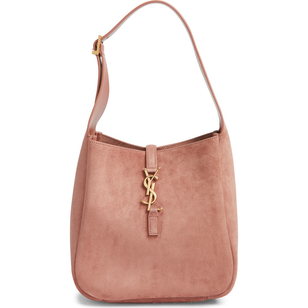 Saint Laurent Small Le 5 À 7 Suede Hobo Bag In Pink