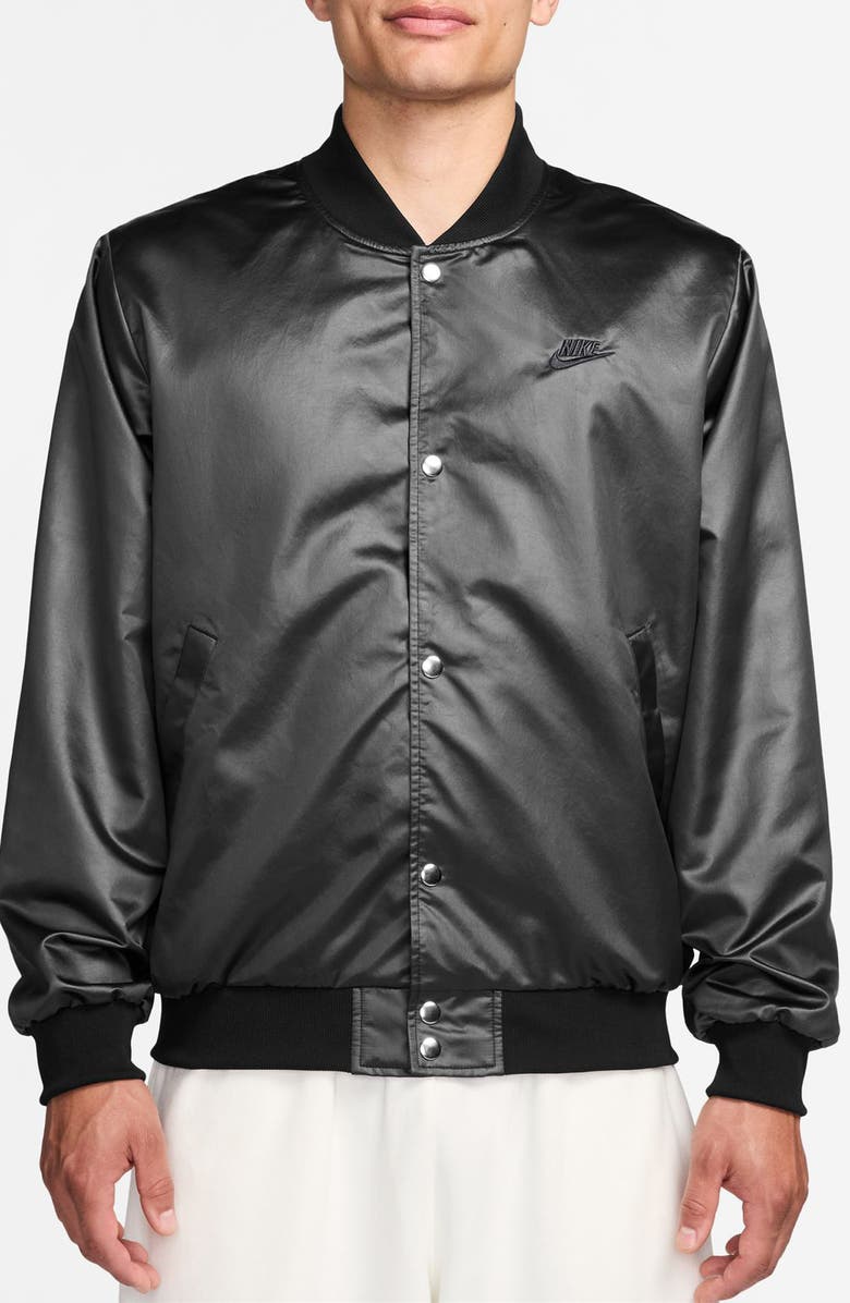 Nike Sportswear Club Water Repellent Varsity Jacket, Main, color, Black/ Anthracite