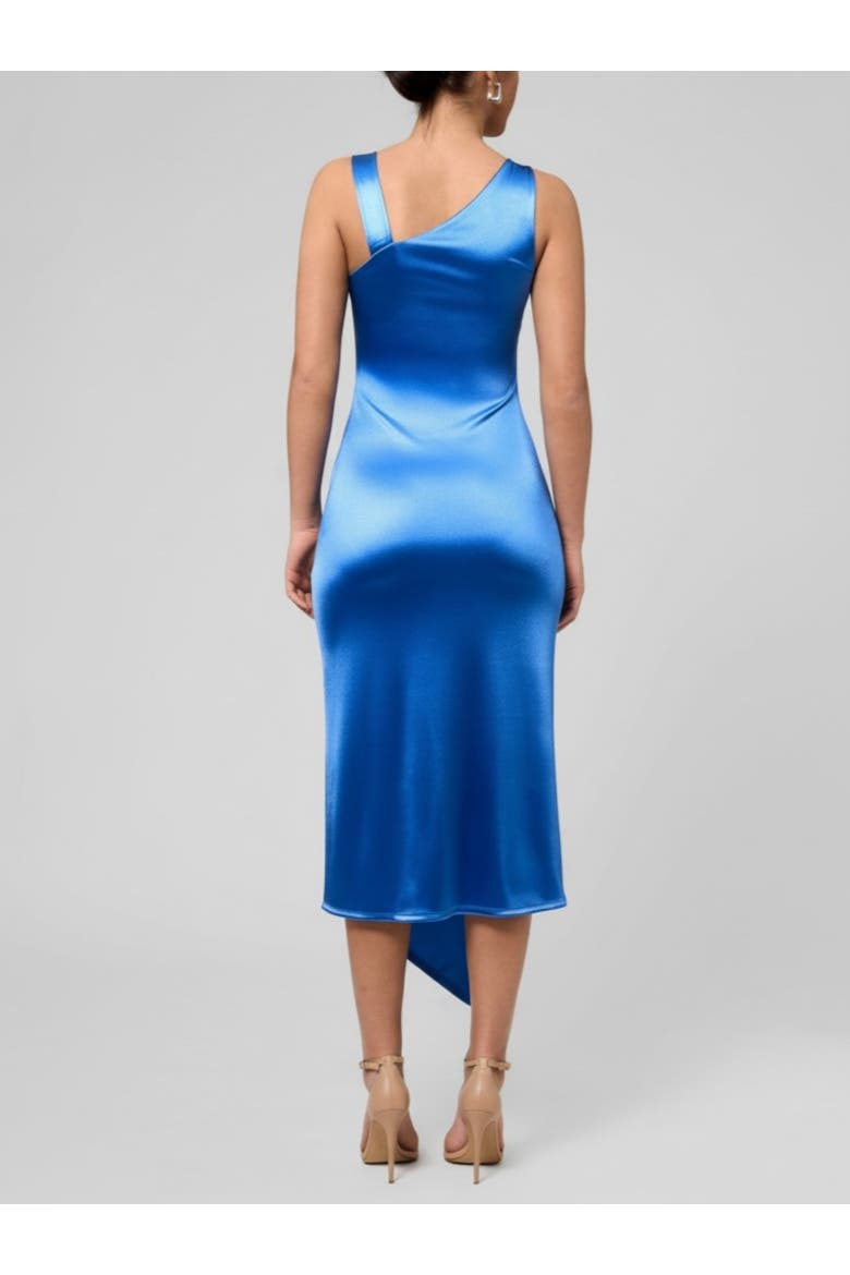 Nerida Asymmetrical Neck Midi Dress, Alternate, color, Bright Blue