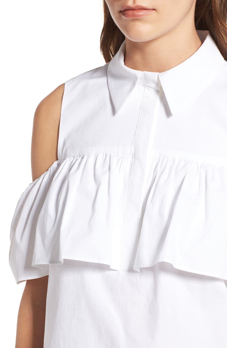 Pleione Ruffled Cold Shoulder Top, Alternate, color, 